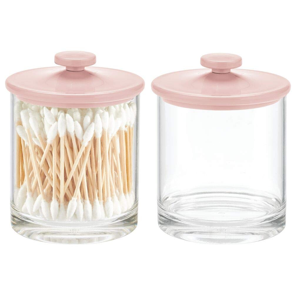 mDesign Modern Round Plastic Bathroom Vanity Countertop Storage Organizer Canister Apothecary Jar... | Amazon (US)