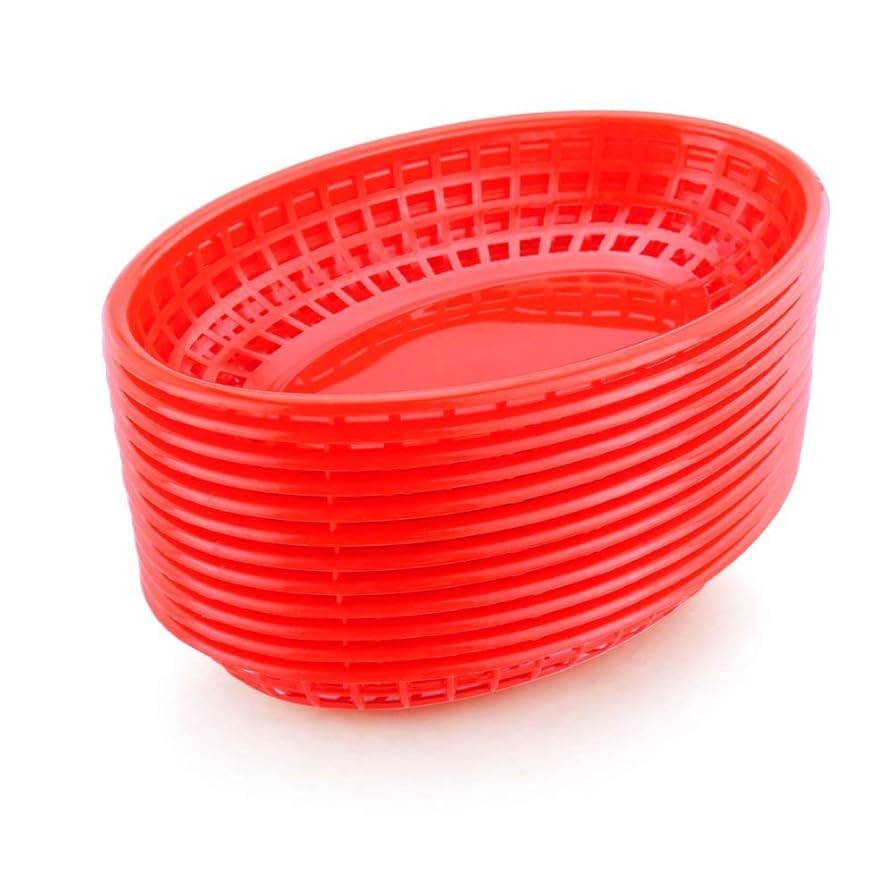 New Star Foodservice 44164 Fast Food Baskets, 9 1/4-Inch x 6-Inch Oval, Set of 12, Red | Amazon (US)
