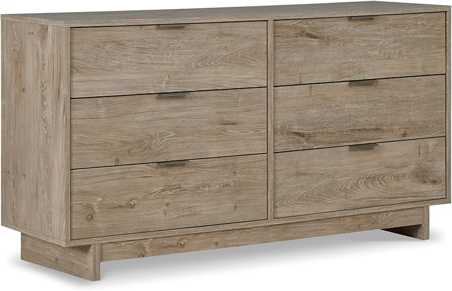 Signature Design by Ashley Oliah Contemporary 6 Drawer Dresser with Safety Stop, Light Brown | Amazon (US)