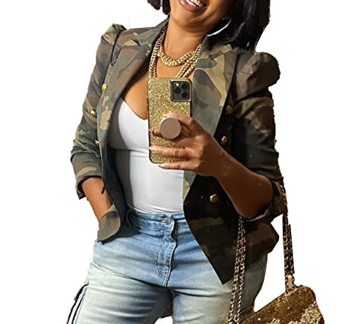 Women's Camouflage Cropped Jacket Casual Long Sleeve Camo Military Button Down Jackets | Amazon (US)