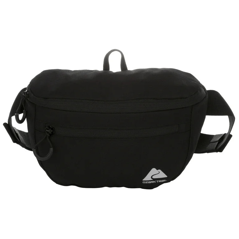 Ozark Trail Adjustable Belt Unisex Fanny Packs 2.5 Ltr, Polyester, Black Solid Print | Walmart (US)