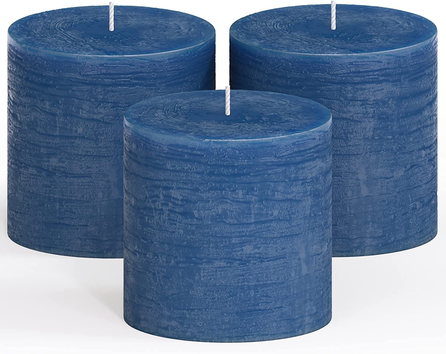 CANDWAX 3x3 Pillar Candle Set of 3 - Decorative Rustic Candles Unscented and No Drip Candles - Id... | Amazon (US)