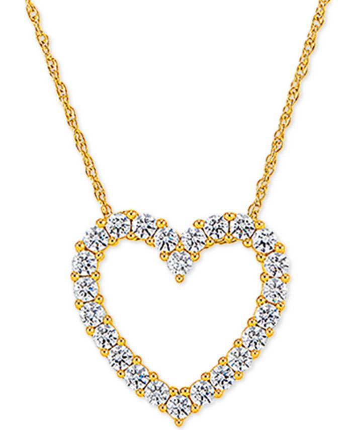 Cubic Zirconia Heart Pendant Necklace in Sterling Silver | Macys (US)