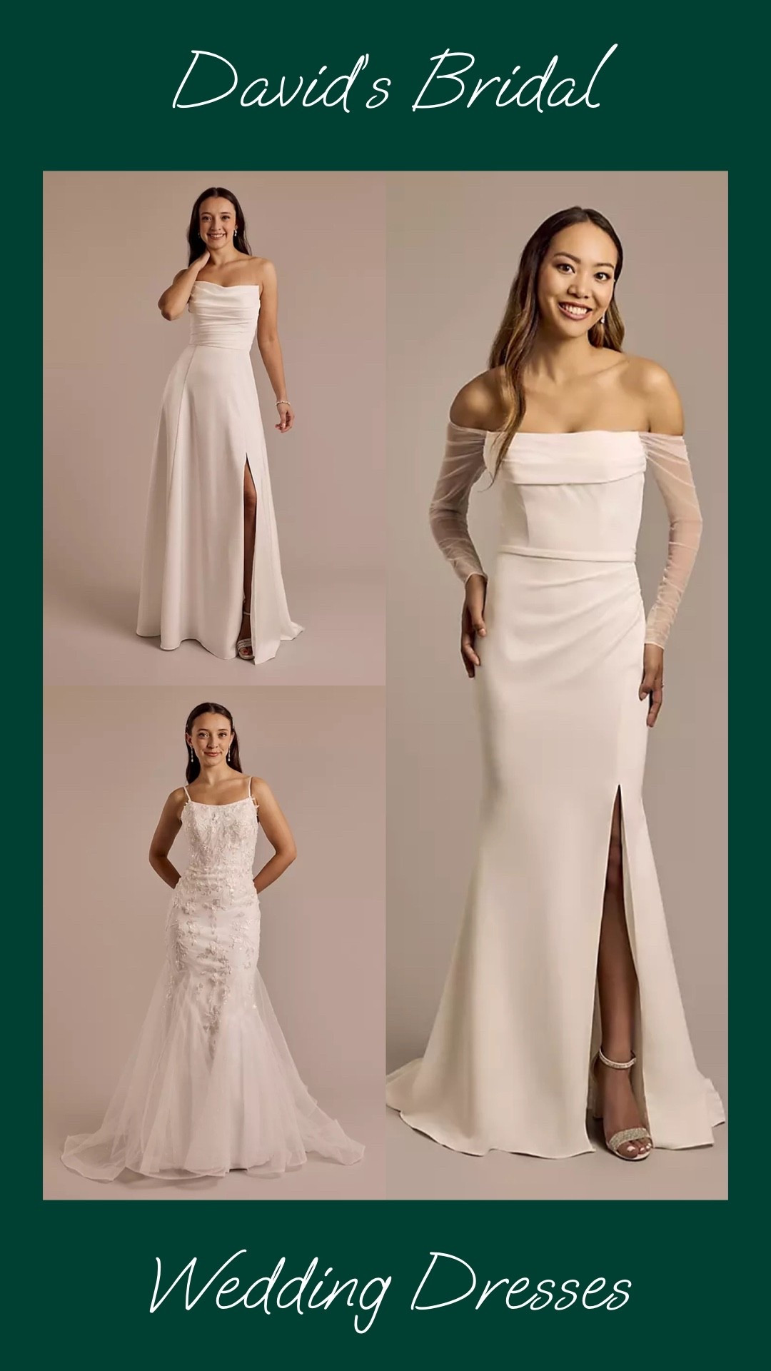 Affordable, simple wedding dresses at David’s Bridal. Around $500.

Reception dresses, bride wedding dresses, courthouse elopement dresses, long white dresses, minimalist wedding dresses, or micro wedding dresses. 

#LTKSeasonal #LTKWedding