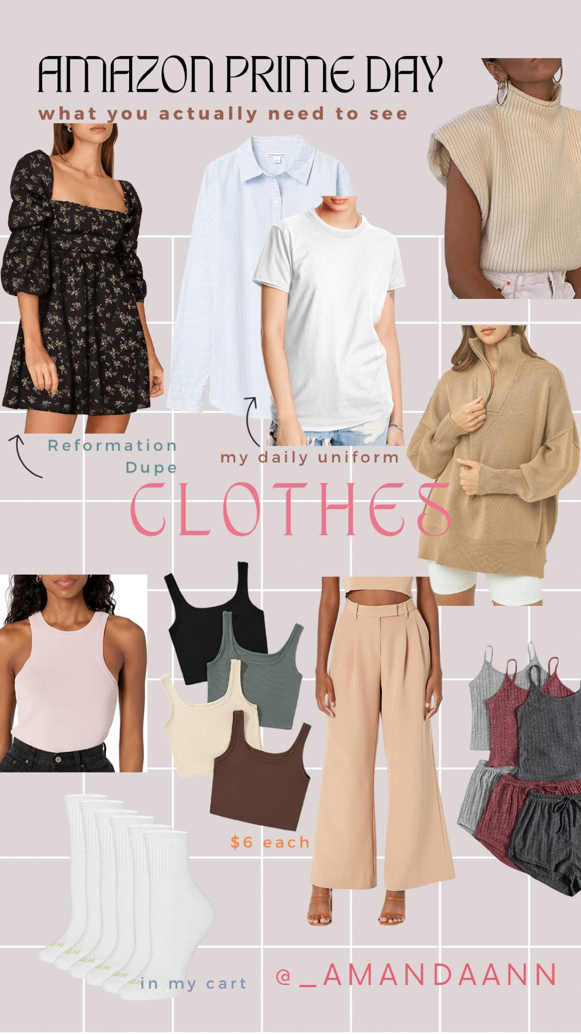 Stuff you actually need to see from prime day. Reformation dupes, comfy sweaters, Jammie’s for you and your besties. #amazonprimeday #earlyaccess

#LTKstyletip #LTKsalealert #LTKunder50