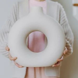 Large circular hollow ceramic vase Donut earthware vase | Etsy | Etsy (US)