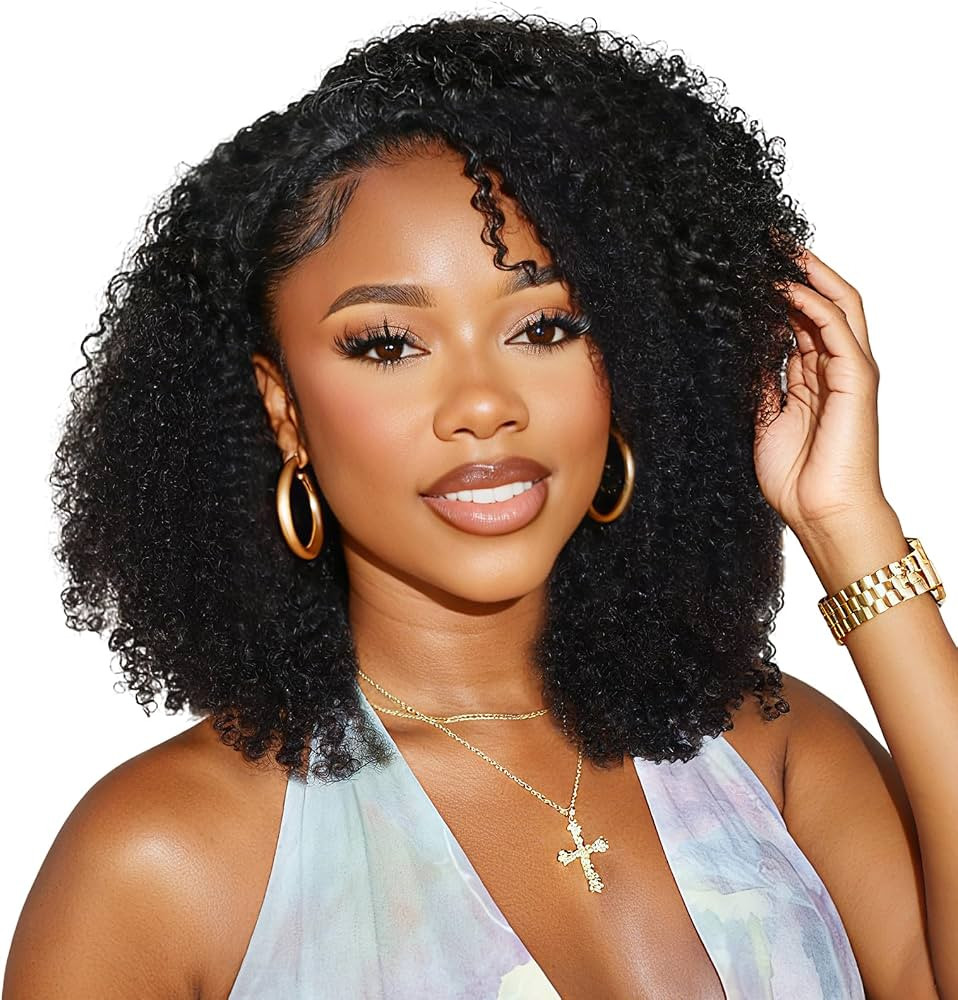 Kinky Curly 3 In 1 Half Wig Human Hair 200 Density Seamless Flip Over Half Wigs Glueless Kinky Cu... | Amazon (CA)