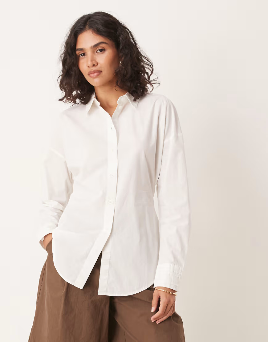 AWARE cinched in waist shirt with elastic side detail in white | ASOS (Global)