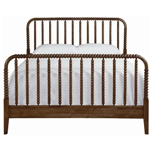Lynda Coastal Beach Hazel Brown Wood Spindle Bed - King | Kathy Kuo Home