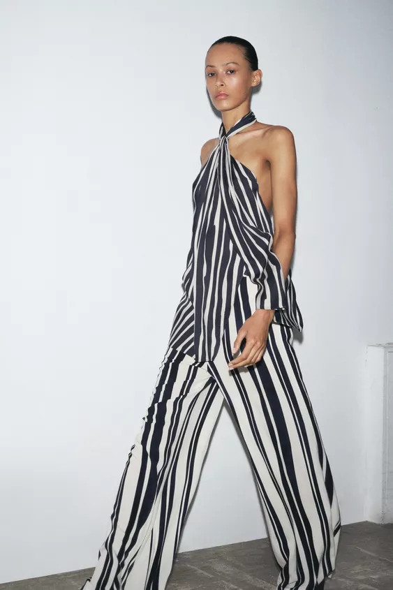 ZW COLLECTION STRIPE HALTER TOP | Zara US