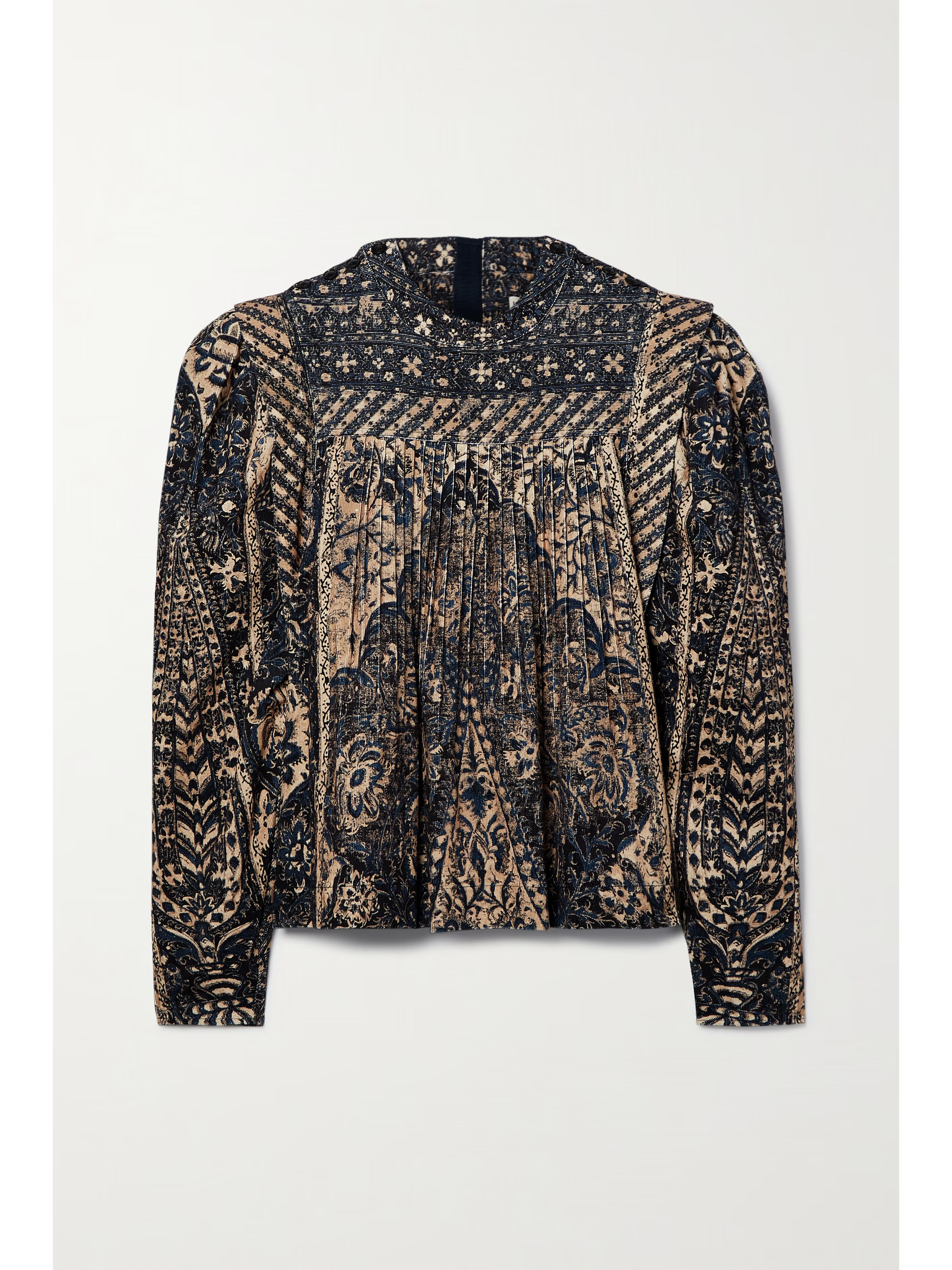 Parker pleated printed cotton-corduroy blouse | NET-A-PORTER (US)