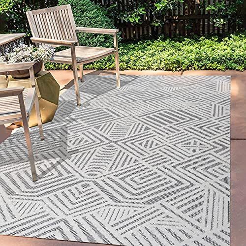 JONATHAN Y SBH103A-8 Jordan High-Low Pile Art Deco Geometric Indoor Outdoor Area Rug Bohemian Con... | Amazon (US)