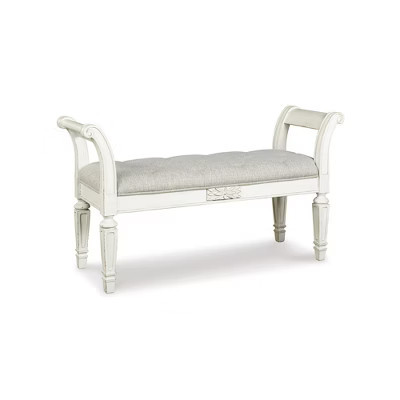 Signature Design by Ashley Realyn Accent Bench - Antique White Tufted with Foam Cushion | Target