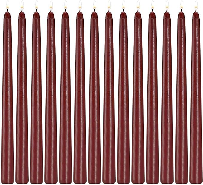 Howemon 14 Pack Dark Red Taper Candles 12 Inch Tall 3/4 Inch Thick Burn 10 Hours (Burgundy) | Amazon (US)