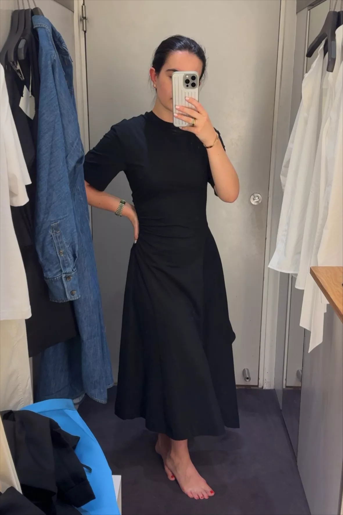 Dresses  Womens COS ASYMMETRIC POLO SHIRT DRESS BLACK ~ Theatre
