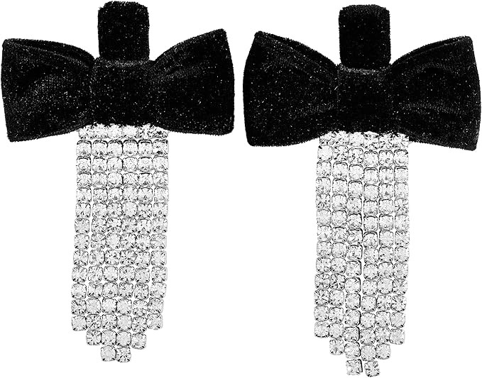 Mud Pie Women's Velvet Bow Earrings, Black, One Size | Amazon (US)