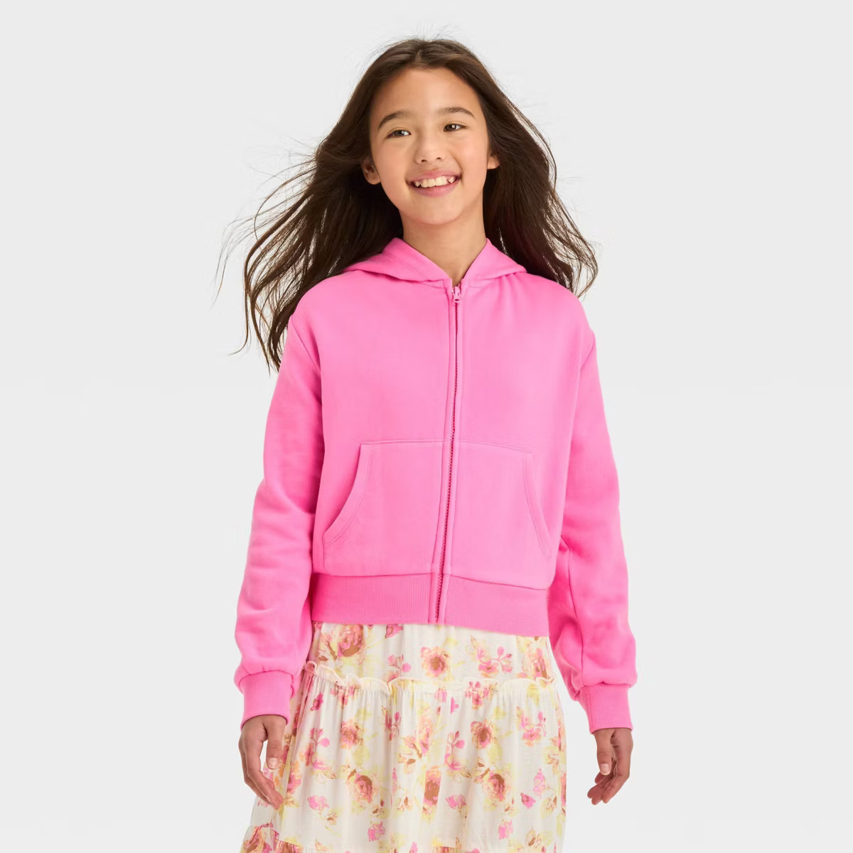 Girls' Cropped Hoodie Zip-Up Sweatshirt - art class™ | Target
