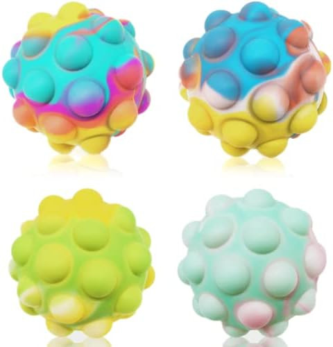 Pop It Ball 4 Packs 3D Silicone Squeeze Balls Toy Push Bubble Pop Its Fidget Toys Squishy Stress ... | Amazon (US)