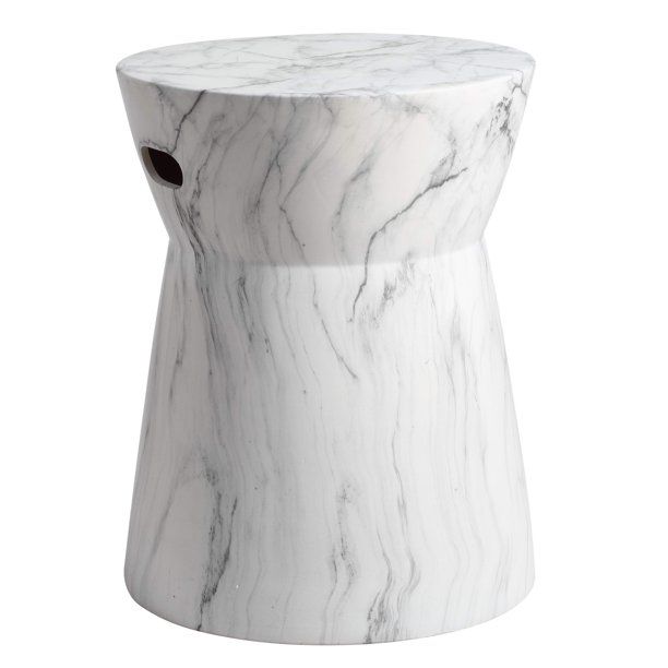 Safavieh Balboa Marble Indoor/Outdoor Garden Patio Stool, White/Black | Walmart (US)