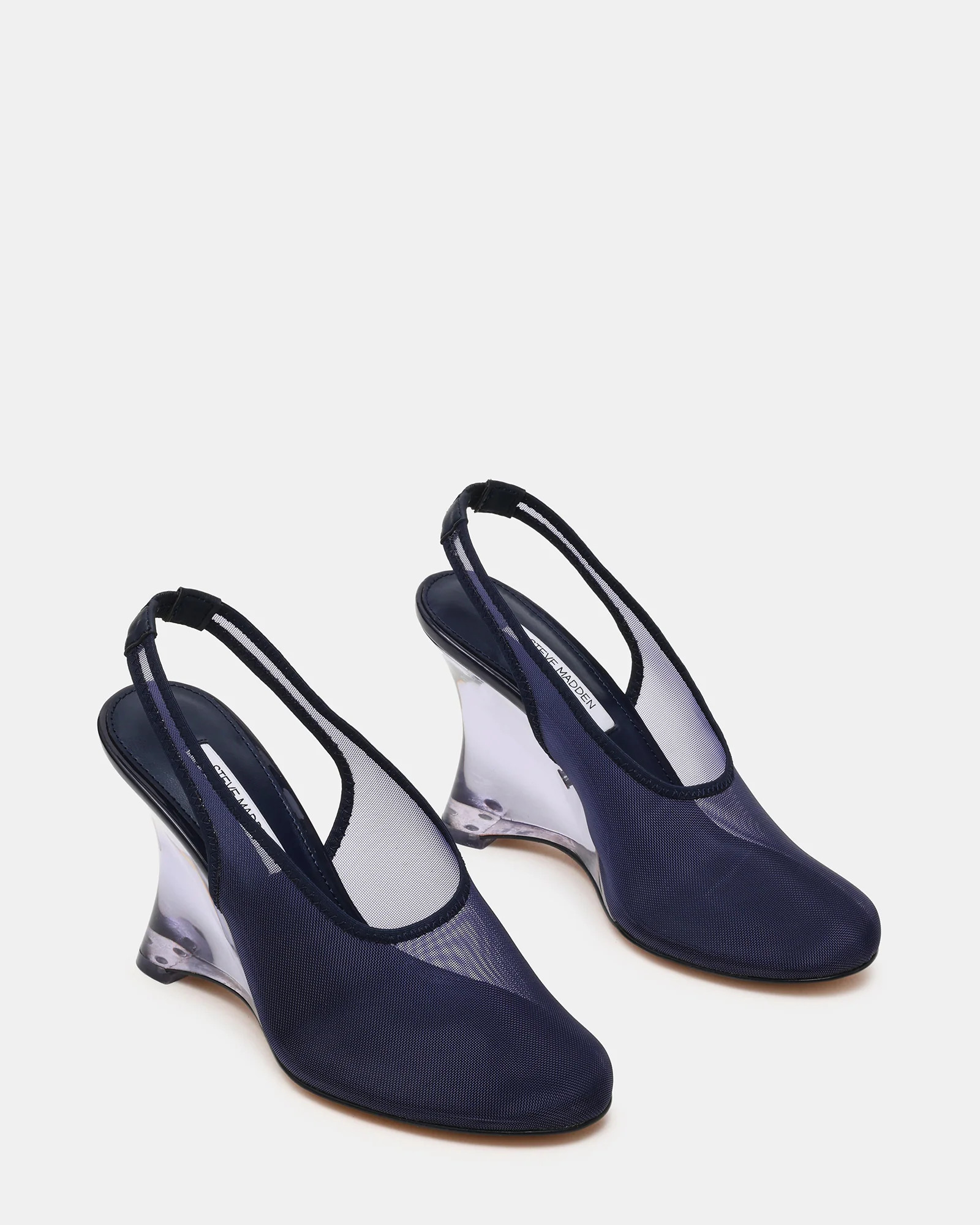DYRA Navy Multi Transparent Wedge Slingback Mesh Women's Heel | Steve Madden (US)