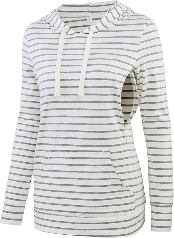 fitglam Women's Maternity Nursing Tops for Breastfeeding Side-Zip Hoodie with Pockets Long Sleeve... | Amazon (US)