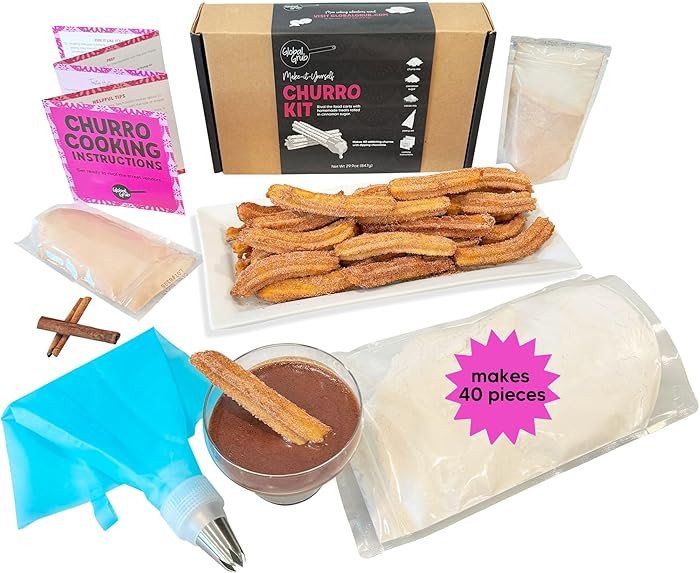 Global Grub DIY Churro Kit - Homemade Churro Kit Includes Churro Mix, Cinnamon Sugar, Chocolate D... | Amazon (US)