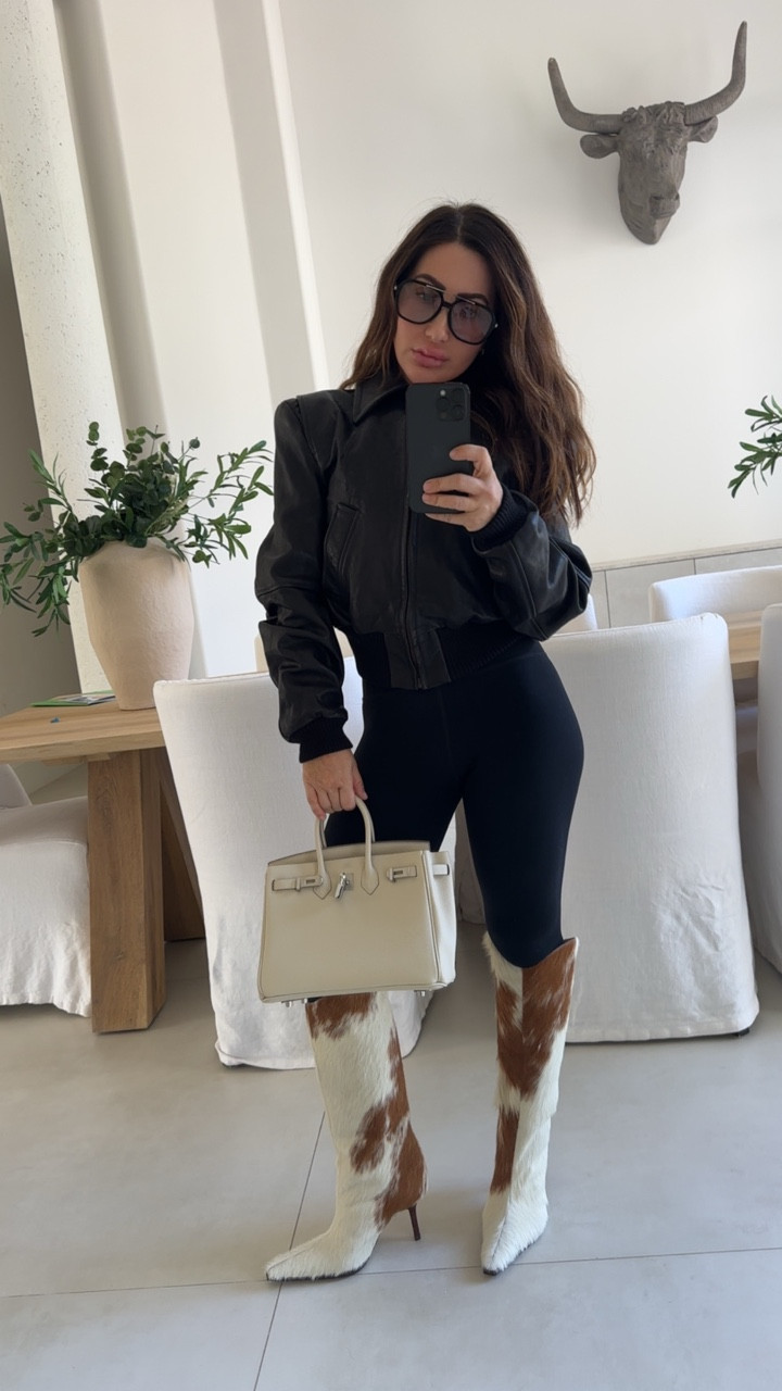 Fall cowhide boots and leather jacket with shoulder pads 

#LTKStyleTip #LTKSeasonal #LTKU