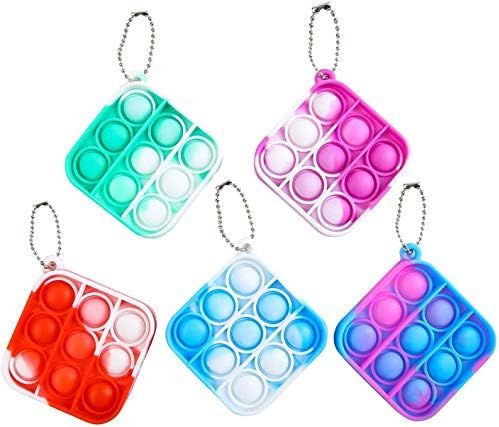 WQFXYZ 5Pcs Simple Fidget Toys Stress Relief Hand Toys, Mini Pop Push it Fidget Toy Keychain for Kid | Amazon (US)