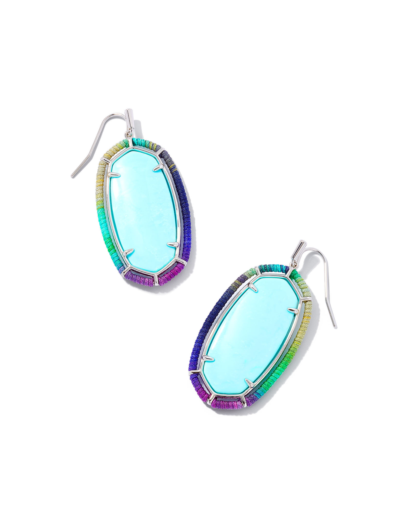 Threaded Elle Silver Drop Earrings in Blue Mix | Kendra Scott