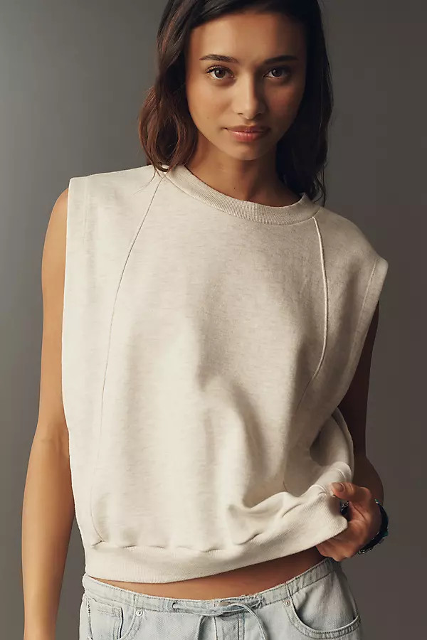 Maeve Cotton Sleeveless Muscle Sweatshirt | Anthropologie (US)