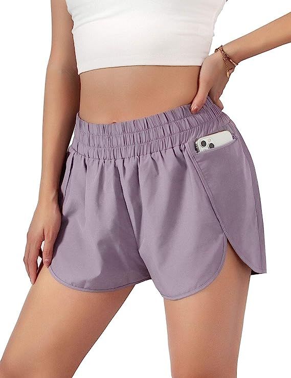 Blooming Jelly Womens Quick-Dry Running Shorts Sport Layer Elastic Waist Active Workout Shorts wi... | Amazon (US)