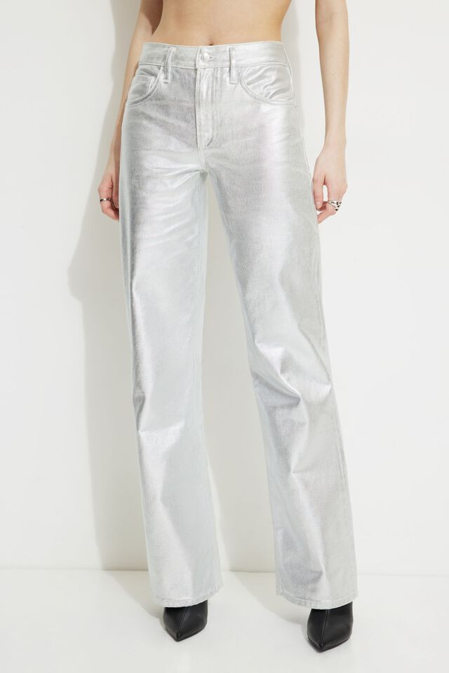 Metallic Heidi Wide Leg Jeans | Dynamite Clothing