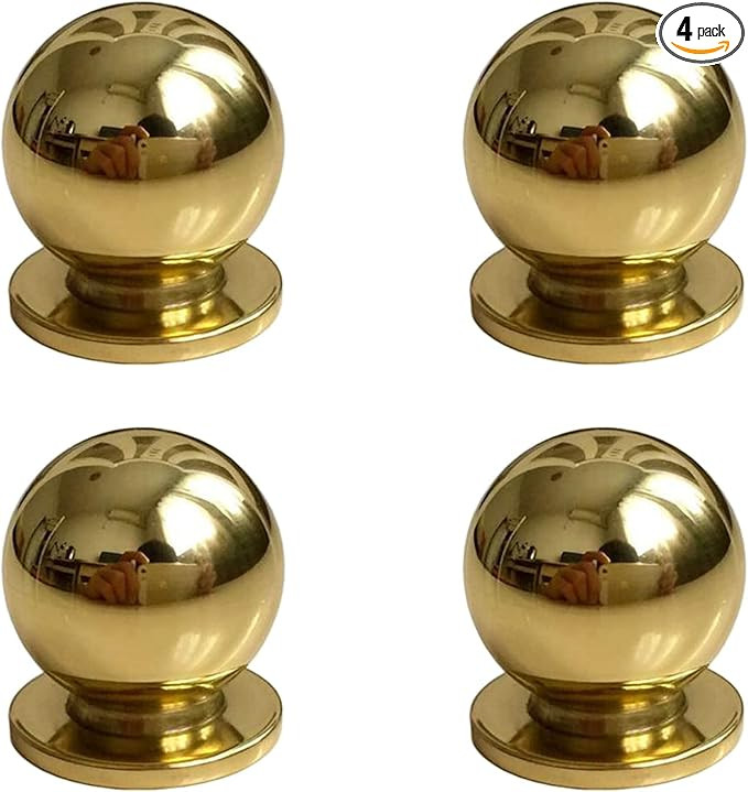 RZDEAL 1 Inch Round Solid Brass Pulls Antique Cabinet Drawer Small Handles Modern Minimalist Hand... | Amazon (US)