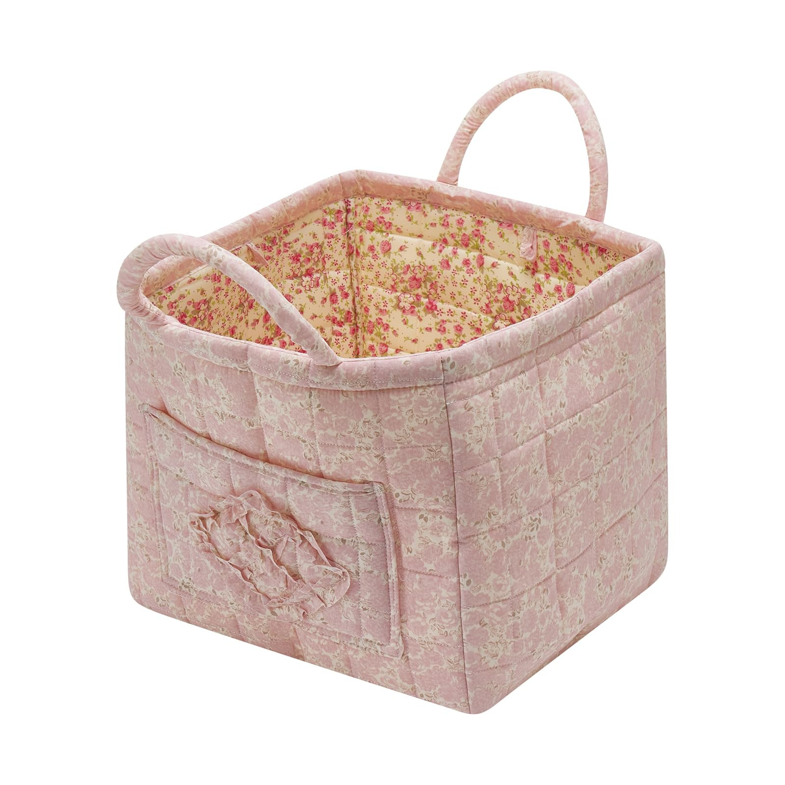 Boho Fabric Storage Basket Quilted Floral Print Baskets Organizer Bin with Handles for Home, Picn... | Amazon (US)