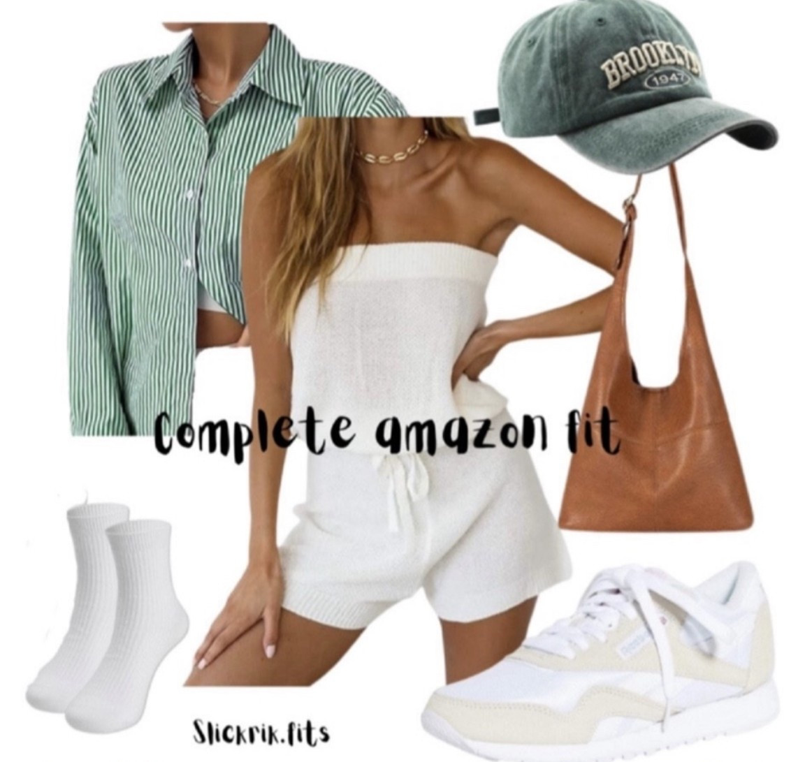 Amazon fit! Perfect beach outfit or for running errands. Wear the button up around the shoulders for a cute look! Love this green hat. 

#LTKStyleTip #LTKSeasonal #LTKSummerSales