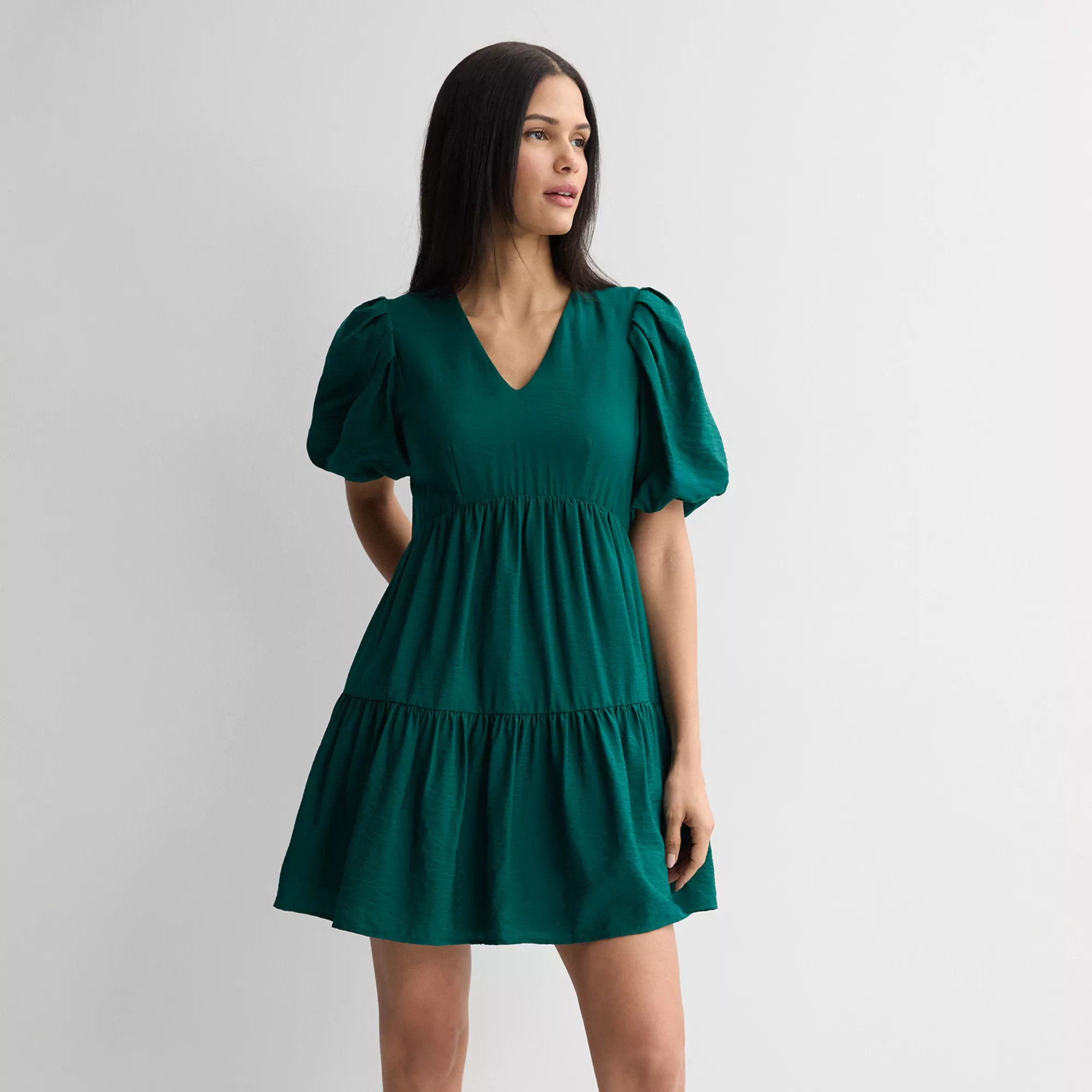 Petite Nine West Bubble Sleeve Babydoll Dress | Kohl's