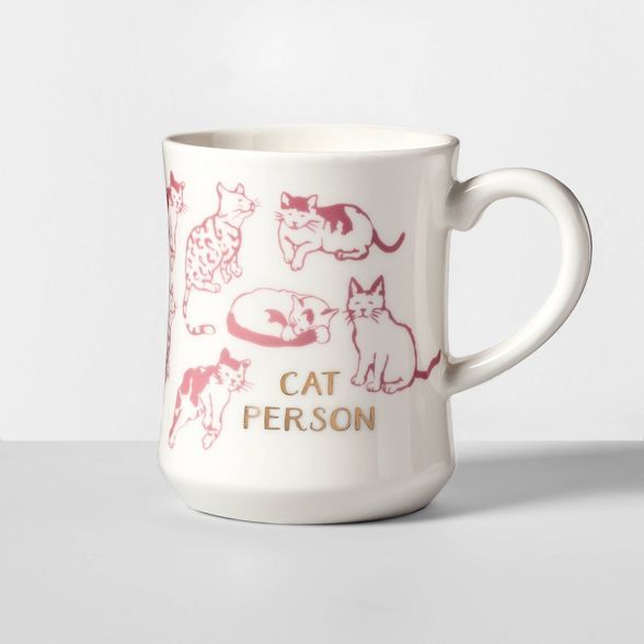 15oz Stoneware Cat Person Diner Mug White - Opalhouse™ | Target