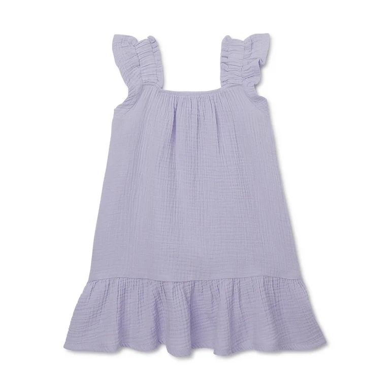 Wonder NationToddler Girl Flutter Sleeve Dress, Sizes 12M-5T | Walmart (US)