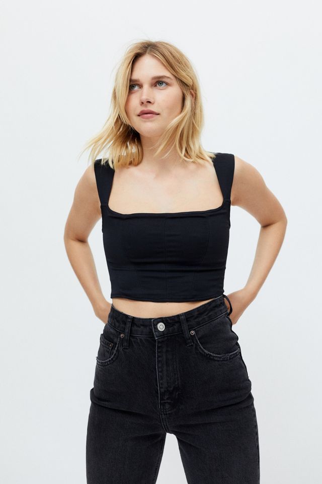 UO Adina Square Neck Cropped Top | Urban Outfitters (US and RoW)