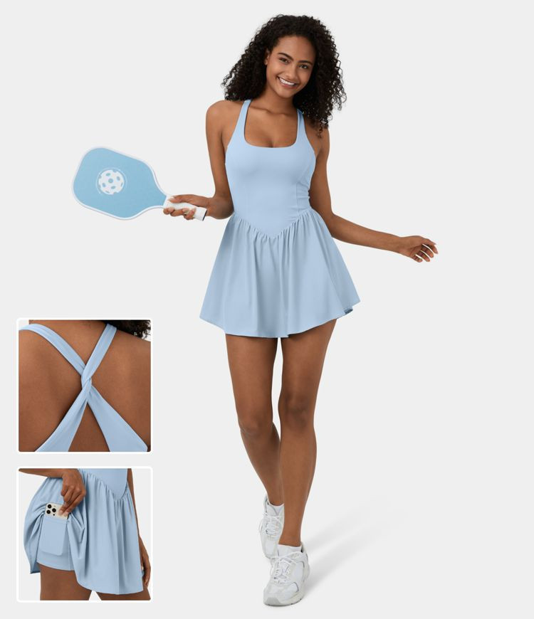 Breezeful™ Backless Corset 2-in-1 Pocket Mini Quick Dry Flowy Pickleball Active Dress | HALARA