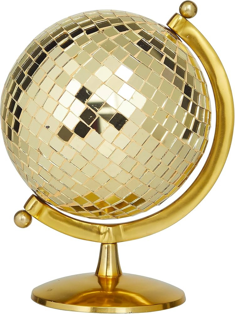 The Novogratz Stainless Steel Disco Ball Style Globe, 8" x 7" x 10", Gold | Amazon (US)