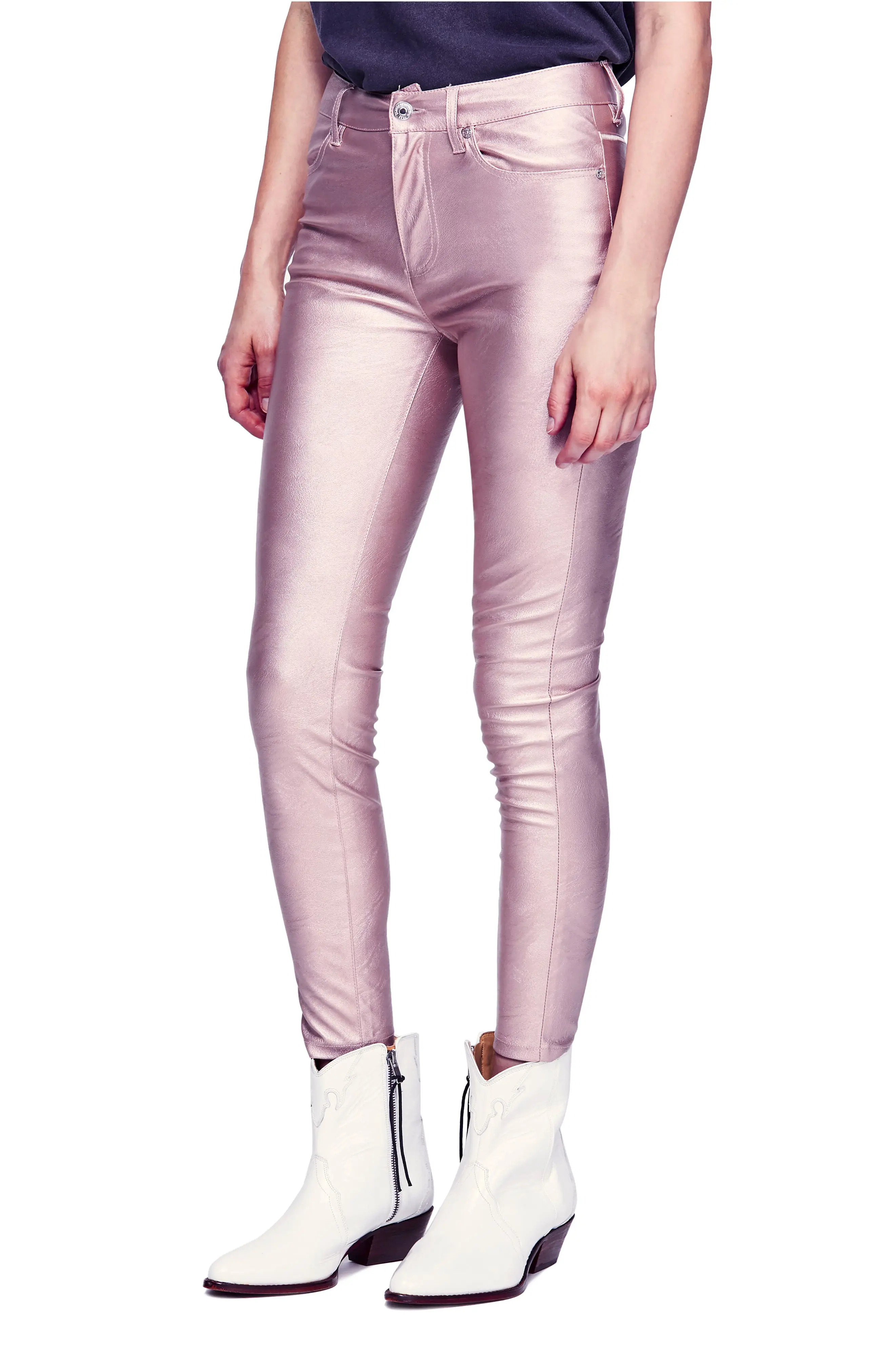 Women's Free People Metallic Faux Leather Pants | Nordstrom