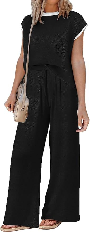 Sets for Women Clothing 2 Piece Travel Outfits Spring 2024 Summer Matching Lounge Sets Casual Swe... | Amazon (US)