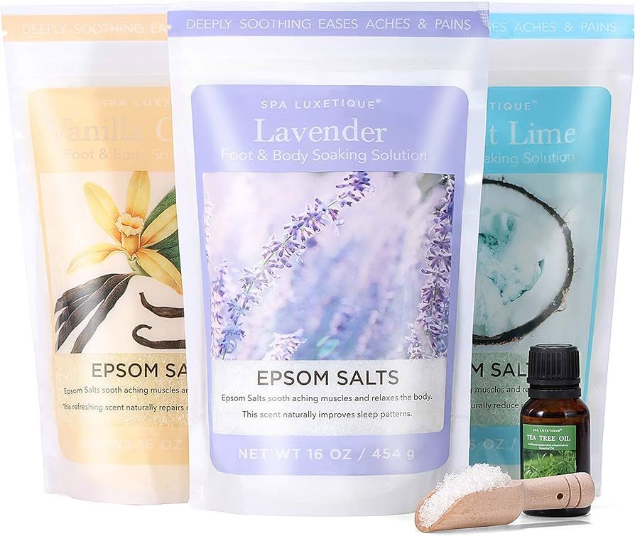 Epsom Salts for Soaking, Spa Luxetique Bath Salts for Women Gifts Set with Lavender, Vanilla and ... | Amazon (US)