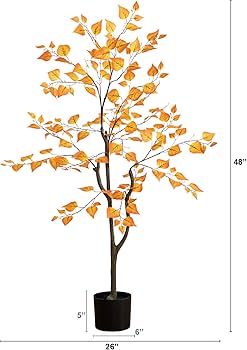 Nearly Natural 4ft. Autumn Birch Leaf Artificial Fall Tree | Amazon (US)