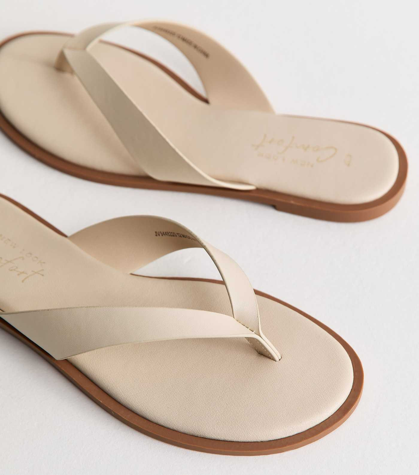 Off White Faux Leather Toe Post Sandals | New Look | New Look (UK)