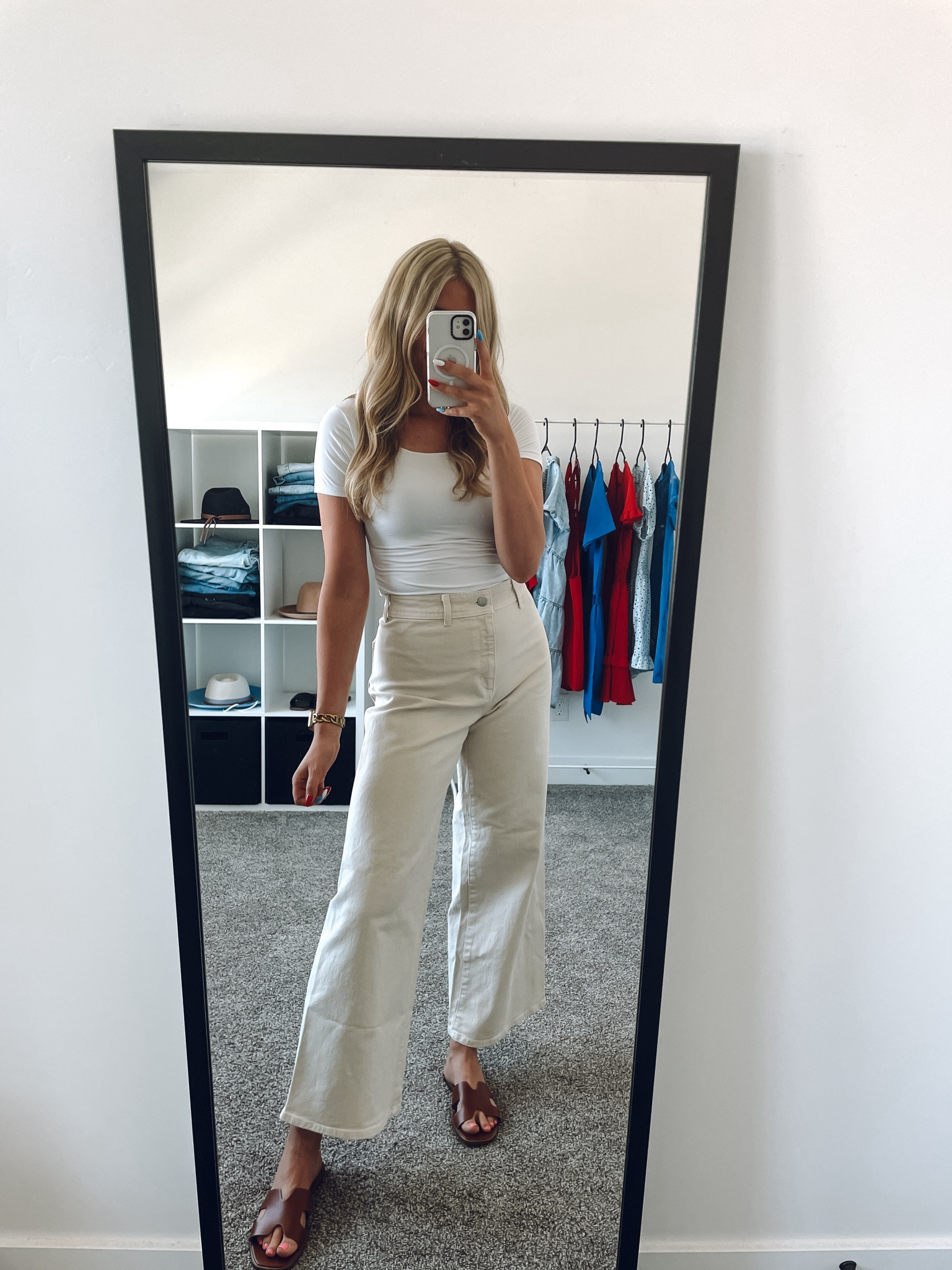 these pants from target are so flattering and come in more colors! True to size! 
White top: true to size and a great basic to have!
Slides sandals: size up half 

| summer outfit | sandals | target fashion | basics | teacher outfit 

#LTKSummerSales #LTKFindsUnder100 #LTKSeasonal