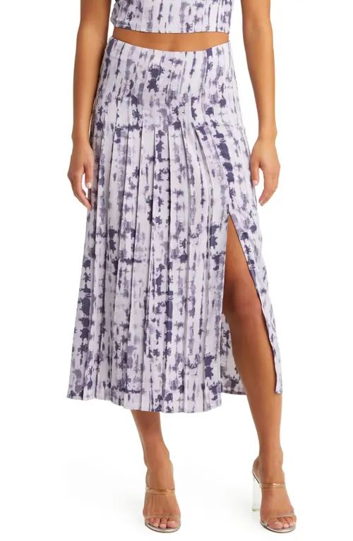 Open Edit Pleated Midi Skirt in Purple Indigo Abstract at Nordstrom, Size Medium Regular | Nordstrom