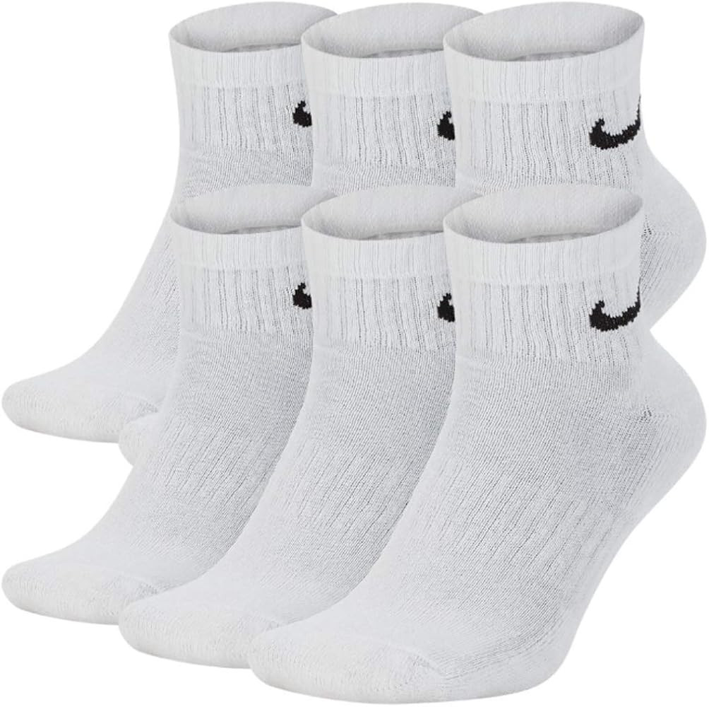 NIKE Everyday Performance Training Socks (6-Pair) (M (Men's 6-8 / Women's 6-10), Ankle(Quarter) W... | Amazon (US)
