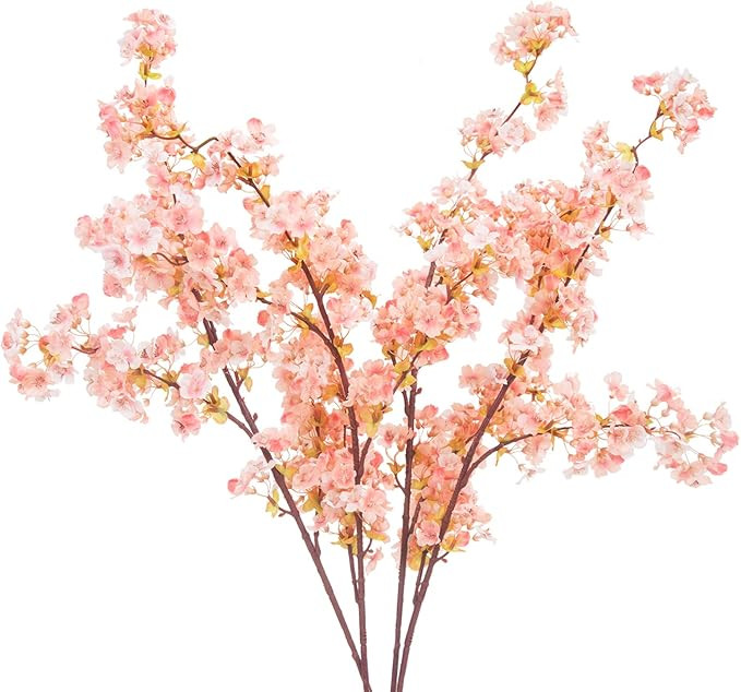 Melorca&Guilla Cherry Blossom Branches,4PCS 39.3" Silk Pink Cherry Blossom Flowers, Cherry Blosso... | Amazon (US)